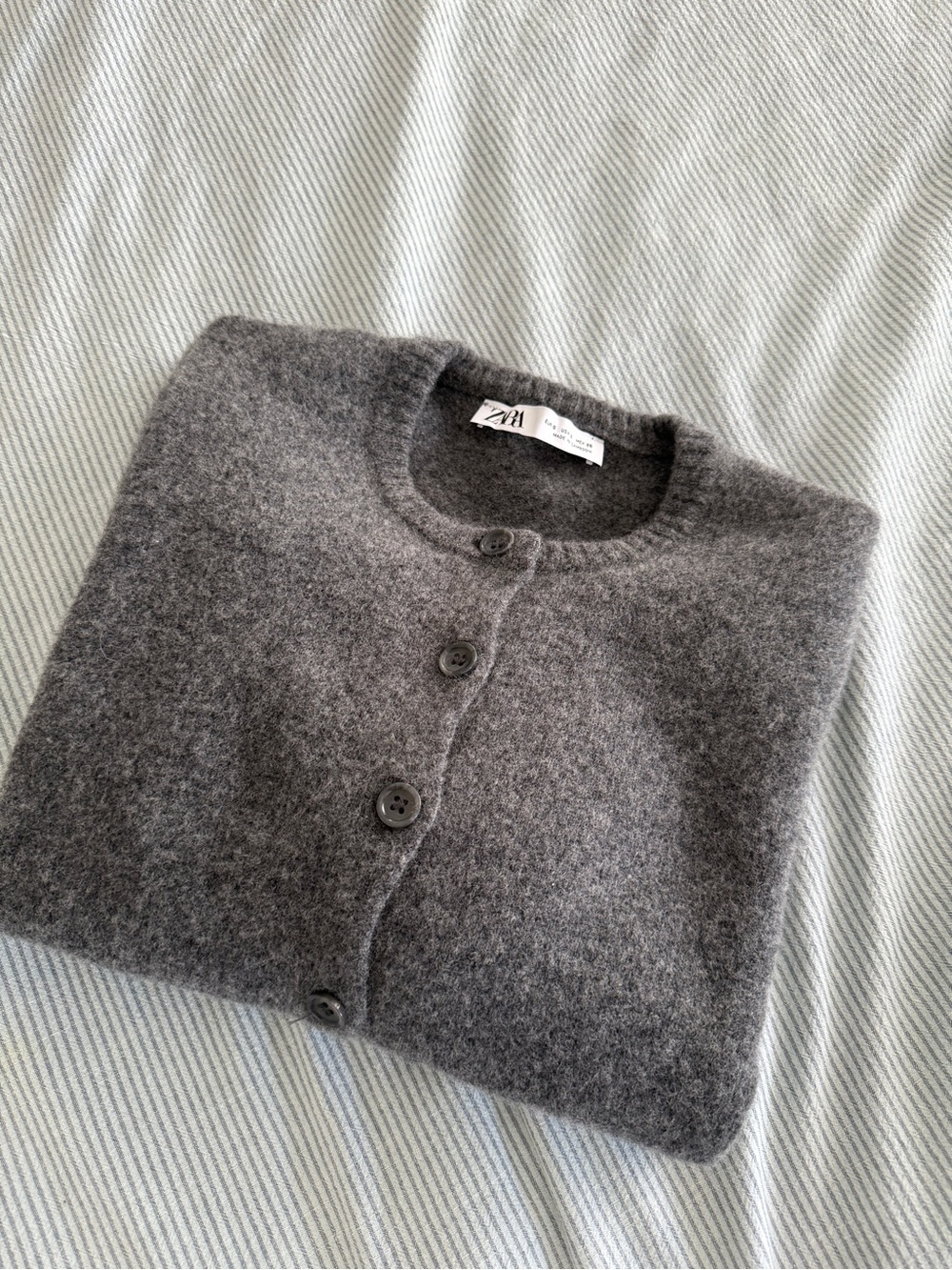 Zara 100% Wool Charcoal Grey Cardigan - Picture 3 of 4